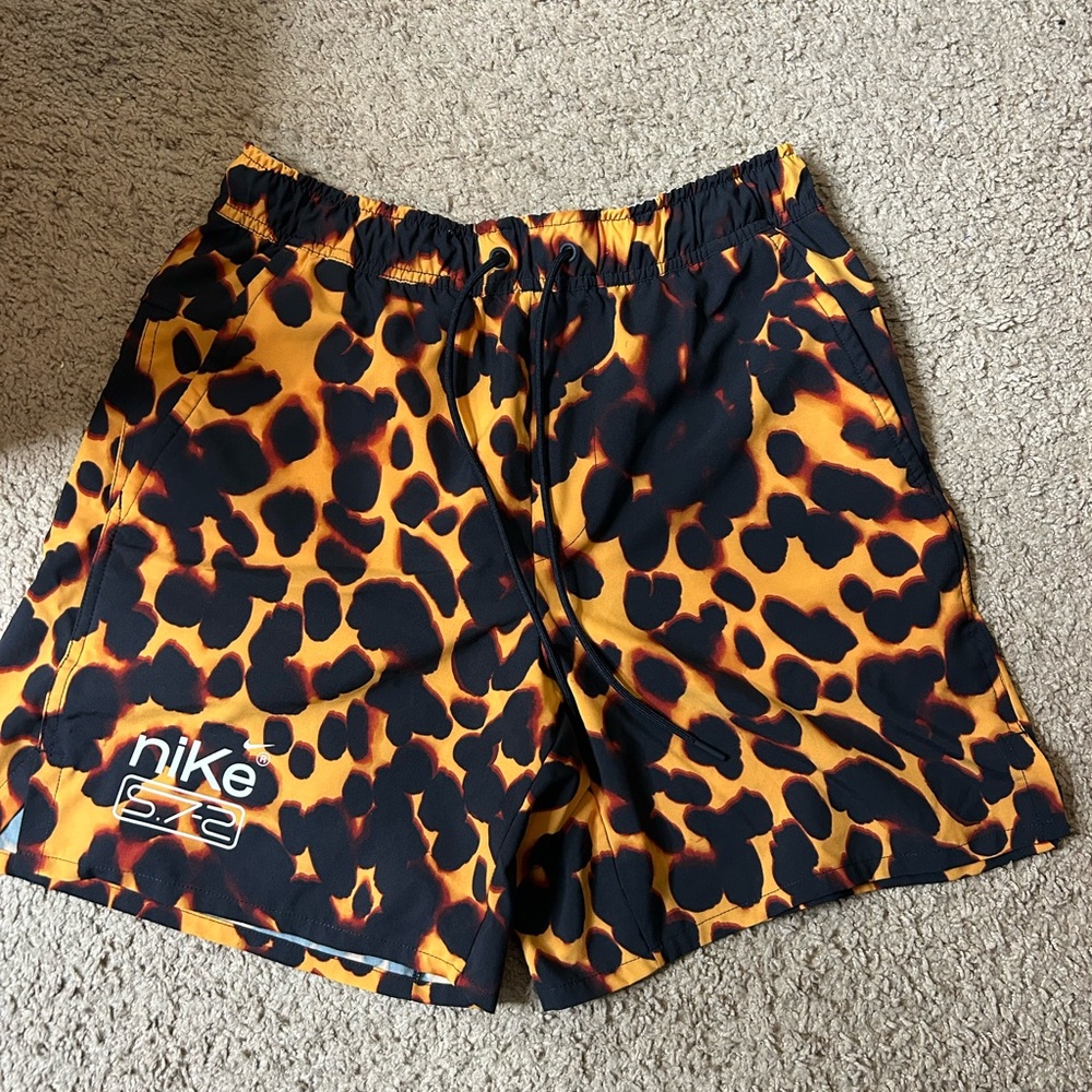 Nike Men's Athletic Shorts - Black and yellow gold Leopard Print
